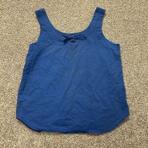 Stefano Tank Top Womens 14/16 Blue Cotton Scoop Neck Bow Basic Sleeveless